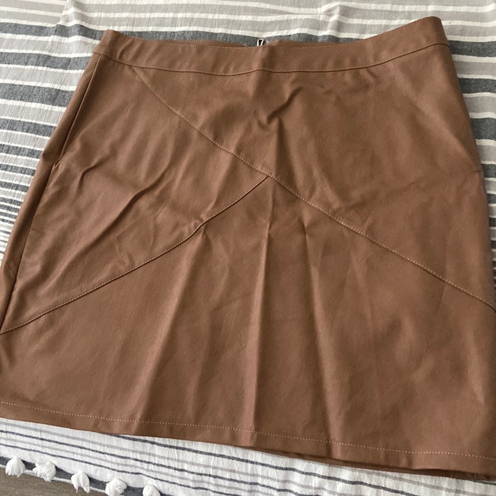 Brown leather skirt